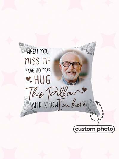 1pc Ultra Soft Personalized Photo Pattern Pillowcase, Customized Single-Sided Printed Pillow Cover For Mother's Day, Father's Day, Thanksgiving, Teacher's Day, Suitable As Gift For Family For Anniversaries, For Valentine's Day, For Mother's Day, For Birthdays, For Father's Day, For Children's Day, For Graduation, For Weddings