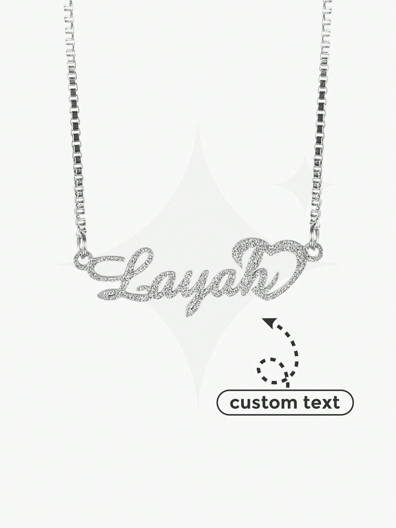 Custom Shiny Frosted Name Necklace Women Girl Charm Personalized Stainless Steel Half Wrap Love Letter Necklace Couple Pendant Family Jewelry Birthday Holiday Gift Christmas Gift For Her Silver Stylish For Teenagers, Anniversary Gift, Graduation Gift