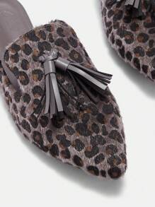 CUCCOO BIZCHIC Dames Flat Pointed Toe Leopard Patroon Kwastje Decor Loafer Schoenen, Comfortabel En Stijlvol