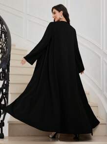 Al Najma Women Textured Collar Embellished Oversized Long Sleeve Abaya, Suitable For Autumn & Winter, Elegant Modest Open Abayas, For Casual Daily/Party