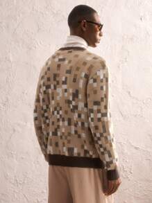 AKNOTIC Party Men's Loose Fit Raglan Crew Neck Long Sleeve Knitted Sweater, Suitable For Autumn/Winter - Khaki - View 8