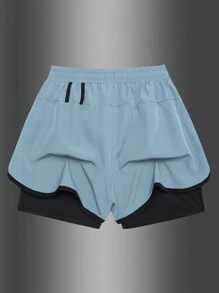 Gym Rark Pantalones cortos deportivos casuales con nudo delantero, estilo novio, para uso diario y gimnasio - Celeste - Ver 2