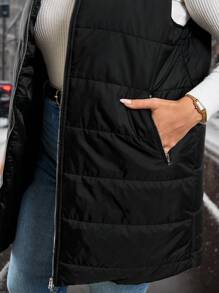 SHEIN Clasi Abrigo casual con acolchado sin mangas, talla grande, invierno