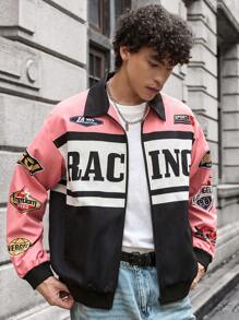 Manfinity RebelGame Men's Woven Casual Loose Fit Long Sleeve Open Front Jacket, Urban Zipper Fashion Colorful Graphic Jacket, For Friends, Husband, Boyfriend Gifts, For Fall Winter - Yellow - View 5
