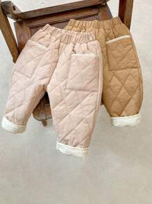 2024 Autumn/Winter, Unisex Baby Warm Padded Pants, Countryside Style. Suitable For Baby Girls And Boys, Thermal Lined For Extra Warmth, Great Quality Pants For Winter - Khaki - View 6