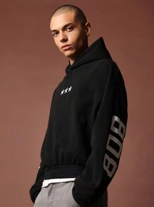 SUMWON 街头服饰冬季连帽衫星标志超大运动卫衣长袖休闲青年都市时尚套头衫连帽套头衫健身服