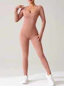 SHEIN Sport Studio Cross-Border Nieuwe modieuze strakke outdoor yoga rompers, casual rugloze bodycon slim fit yoga jumpsuit