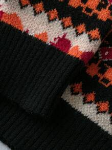 Flirla Suéter de cuello redondo con caída de hombros, con estampado de zorro y hojas, talla grande, para otoño e invierno
