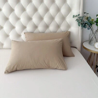 1pc 100% Cotton Pillowcase, Woven Washed Cotton, Natural Texture, Soft Feel, Envelope Style, Suitable For Bedroom