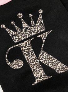 PETSIN 1件宠物猫狗通用黑色豹纹皇冠图案时尚休闲套头衫 - 彩色 - 查看 3