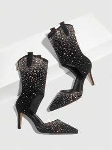 CUCCOO SZL Fully Rhinestone-Encrusted Elegant Pointed Toe Banquet Stiletto High Heel Sandals For Women Spring Shoes Spring Break Easter Prom Heels