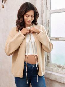 SHEIN Pregnant Women's Long Sleeve Knitted Casual Twist Sweater, Winter - Apricot - View 6