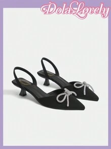 Dola Lovely Talons stilettos à bout pointu noir avec nœud papillon pour femmes