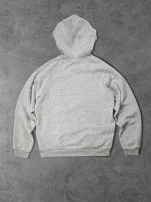 Manfinity LEGND Men's Cross Print Raglan Long Sleeve Zip Up Front Casual Hooded Sweatshirt, Autumn/Winter Zipper Graphic Hoodie, For Friends, Husband, Boyfriend Gifts - Grey - View 3