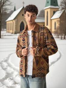 Manfinity VCAY Men's Woven Fashionable Casual  Patchwork Lightweight Jacket