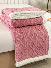 1 chiếc chăn vải nhung hai mặt Taffy - Polyester Sherpa mềm mại, ấm áp, dày, mang lại sự thoải mái tối ưu - Chăn đa năng, thích hợp cho ghế sofa, văn phòng, giường, cắm trại, du lịch và làm quà tặng cho mọi mùa - Hồng - Xem 6