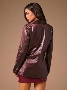 SHEIN Clasi Dames geweven, getextureerde, dubbelrijs slim fit kostuumjas, nieuw herfstontwerp