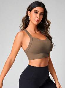 Easithlete 3pcs Seamless Solid Color Thick Strap Criss-Cross Back Sports Tank Top - Multicolor - View 5