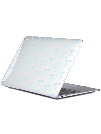 Kawaii Custodia per PC in policarbonato trasparente con fiocco azzurro e motivo a fiocco rosa, stile carino e femminile