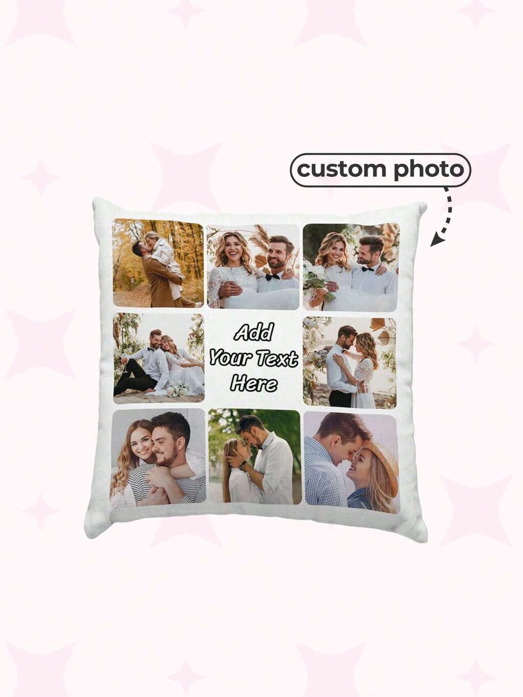 1pc Personalized Photo Pillow Cover - Soft Printed Cushion Cover - Single Side Printing Customized Unique 2 Photo Combination Pillow Cover Funny, Cute, Love, Soft, Comfortable, Elegant, Simple, Custom, Personalized, Unique, For Anniversaries, For Mother's Day, For Valentine's Day, For Father's Day, For Housewarming, Sofa, Bed, Car, Tea Room, Bedroom, Customized Cushion Covers