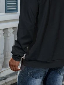 Manfinity Dauomo Sudadera casual con capucha y bolsillo con estampado de figura para hombres, manga larga