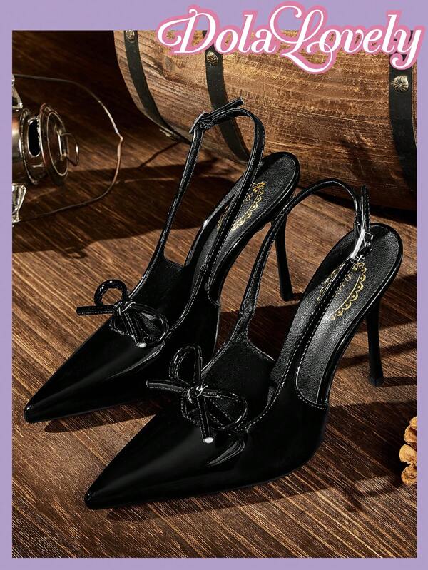 Dola Lovely Women's Burgundy Bow Decor High Heel Shoes With Ankle Strap, Suitable For Going Back To Work For And Vibe And Spring Shoes Spring Break Easter