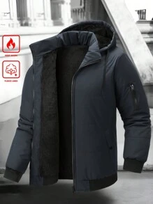Manfinity Homme Manteau matelassé à capuche doublé thermique pour homme, pour l'automne et l'hiver
