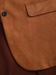 SHEIN Unity Áo khoác vest đơn hàng mùa thu màu trơn cổ ve đơn hàng khuy đơn giản rộng rãi cho nữ - màu nâu - Xem 3