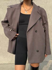 INAWLY Women's Solid Color Front Button Casual Versatile Long Sleeve Regular Jacket