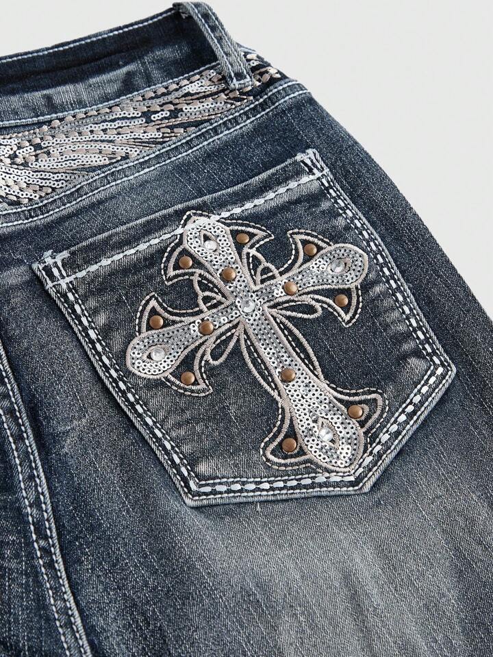 Our Grunge Punk Y2K Vintage Cross & Wing Beaded Embroidery