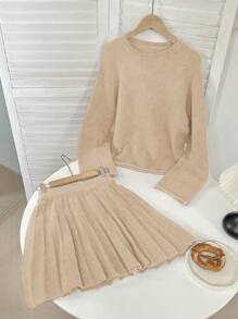 Calvaya 2 stuks/set College Style Dames Trui + Rok Set