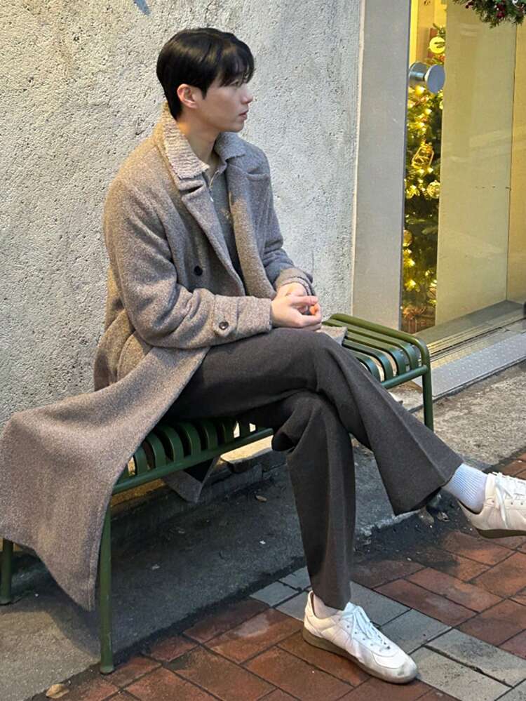 Men's Plain Color Pleated Pocket Simple Casual Long Pants, Daily Wear Business Attire