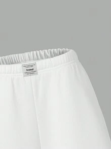 SHEIN ChillGRL 1 quần ống rộng rộng rãi màu trắng cho bé gái tuổi teen cỡ lớn, mùa thu/đông - trắng - Xem 4