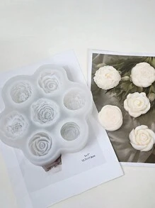 1PC 3D Peony Rose Marigold Silicone Mold For DIY Candle Plaster Fountain Decoration Valentine Gift Craft Making Tool - White - View 3