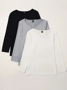 SHEIN LUNE 大码纯色简约休闲 T 恤，时尚日常穿着 - 彩色 - 查看 1