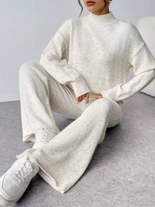 Firerie Women's Solid Stand Collar Sweater, Minimalist & Casual, Suitable For Everyday Wear