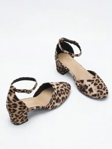 CUCCOO CURVES Scarpe col tacco alto con stampa leopardata e design traforato da donna, adatte per la primavera e l'autunno - Albicocca - Visualizzare 3