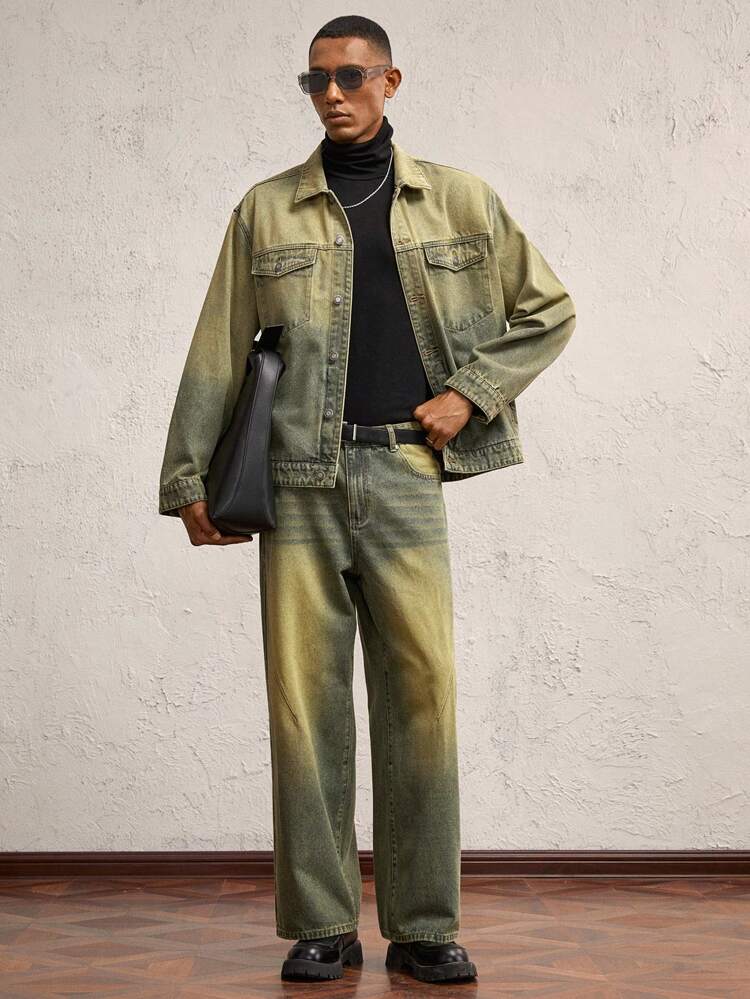 Jeans casuales de cintura media, pierna recta y holgados con diseño desgastado para hombre. Pantalones vaqueros anchos y lisos, aptos para usar a diario en otoño, como regalo para esposo o novio.