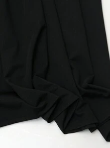 SHEIN LUNE Plus Size Casual Plaid Patchwork Long Dress, Winter - Black - View 3