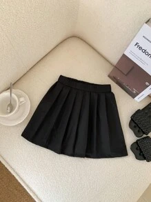 SHEIN 年轻女孩优雅芭蕾风格吊带背心，方领荷叶边下摆，搭配百褶裙，黑白相间，适合表演和派对、夏季、度假、夏季、旅行 - 酒紅色 - 查看 5