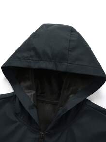 Manfinity Homme Men Light Grey Fabric Hooded Long Sleeve Outdoor Jacket For Sports And Outdoor Activities,Tech Wear Jacket, Fall - Grey - View 4