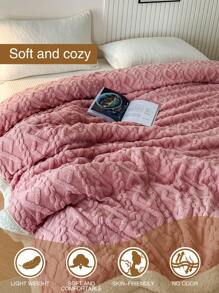 1 chiếc chăn vải nhung hai mặt Taffy - Polyester Sherpa mềm mại, ấm áp, dày, mang lại sự thoải mái tối ưu - Chăn đa năng, thích hợp cho ghế sofa, văn phòng, giường, cắm trại, du lịch và làm quà tặng cho mọi mùa - Hồng - Xem 3