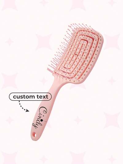 Personalised Custom Comb,1 Pc Hair Brush,Square Detangling Hair Brush With Handle,Professional Vented Hollow Out Hair Comb Air Cushion Hair Comb For Wet & Dry Hair, Hair Care Styling, Mini Portable Hairbrush For Travel ,Unique Spiral Hair Comb,Quick Hair Drying And Styling, Fluffy Hair High Cranial Top,Laser Engraved Your Name