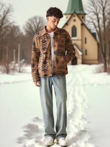 Manfinity VCAY Men's Woven Fashionable Casual  Patchwork Lightweight Jacket