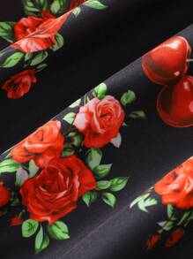 SHEIN Explorewe Teens Girls All-Over Flower Print Shift Dress - Black - View 7