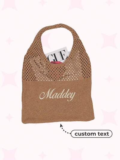 Personalized Embroidered Name Bag – Hand-Crocheted Bohemian Tote, Beach Bag, Shopping Or Weekend Bag For Women, Custom Gift For Her, Brides, Graduation, Summer, Reusable Market Or Shoulder Bag, Unique Handmade Granny Square Tote