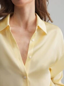 Ontre New Year Post- Women's Crew Neck Twist Back Design Cream-Yellow Business Casual Long Sleeve Shirt, Autumn/Winter Apparel
