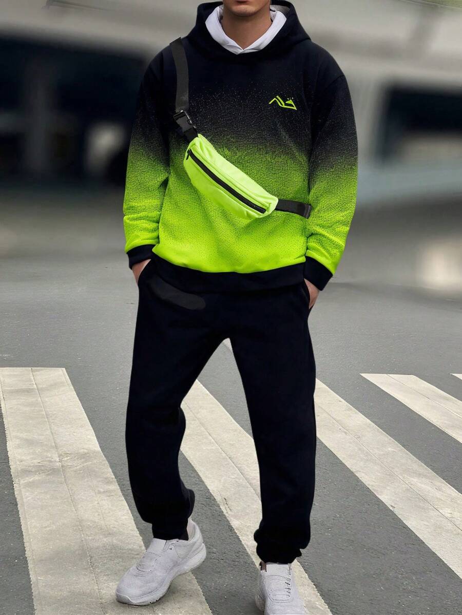 男孩渐变色连帽运动衫，配斜挎包，儿童青少年圣诞服装，包括运动衫、裤子、圣诞礼物、夹克