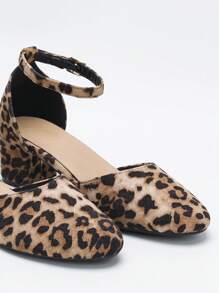 CUCCOO CURVES Scarpe col tacco alto con stampa leopardata e design traforato da donna, adatte per la primavera e l'autunno - Albicocca - Visualizzare 4