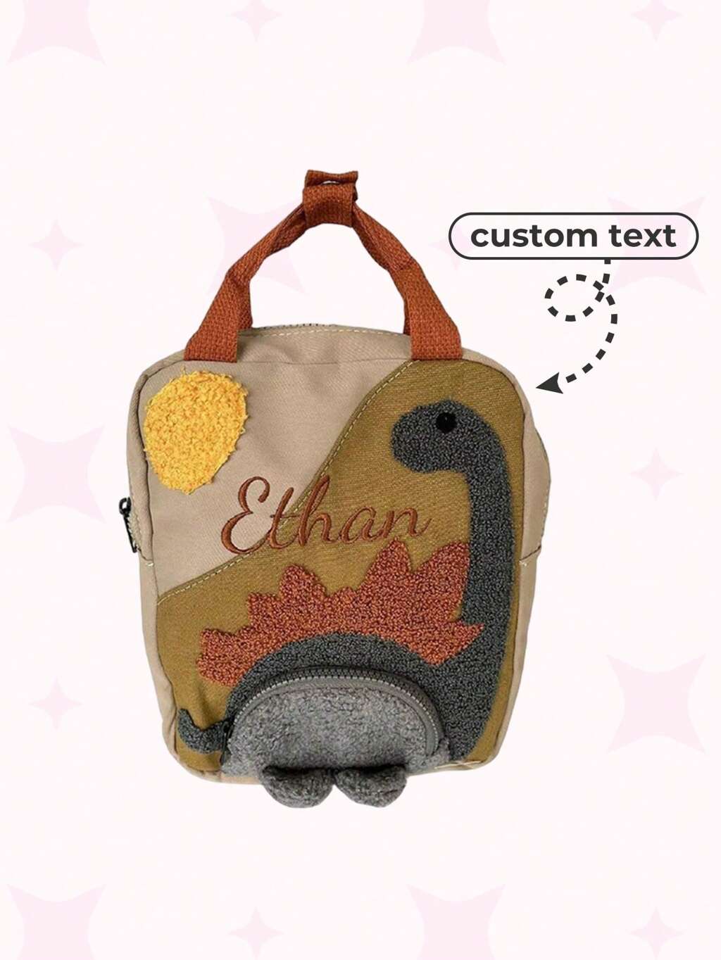 Personalized Embroidered Dinosaur Backpack, Custom Name Plush School Bag For Girls, Cute Multifunctional Backpack For Birthday, Christmas, Graduation, School, Travel, Outdoors, Large Capacity, Practical & Adorable Gift